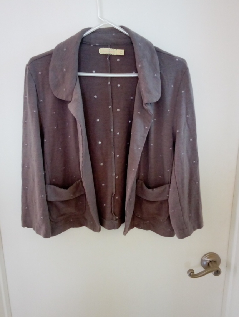 Pins & Needles Taupe Polka Dot Like Open Blazer